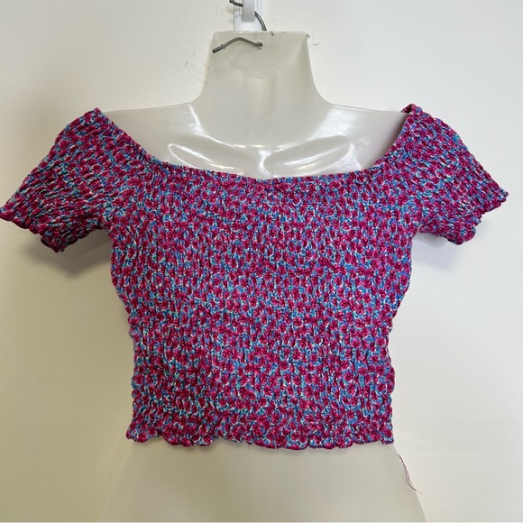 ◾️3/$25 Topshop Shirred Floral Bardot Off The Shoulder Smocked  Top - Picture 8 of 8